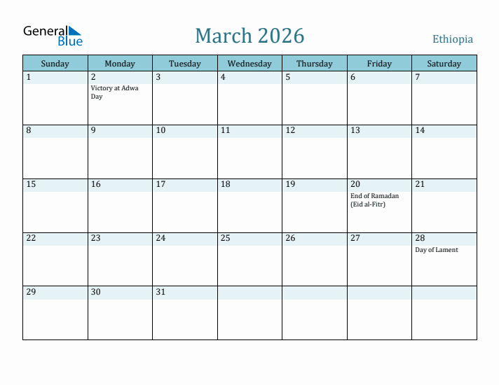 March 2026 Calendar with Holidays