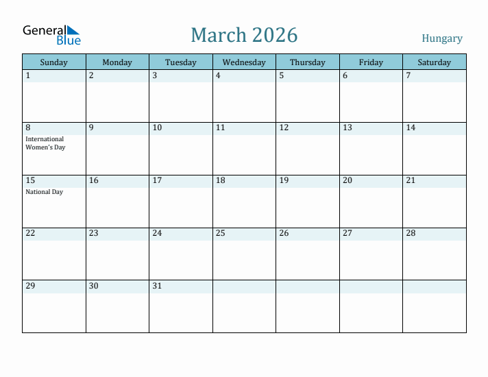 March 2026 Calendar with Holidays