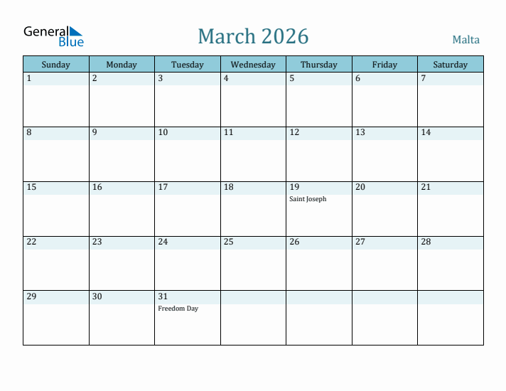 March 2026 Calendar with Holidays