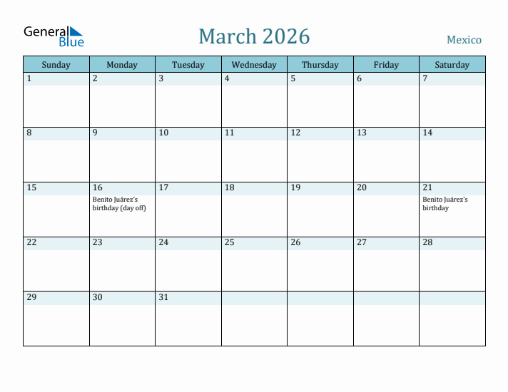 March 2026 Calendar with Holidays