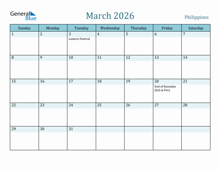 March 2026 Calendar with Holidays