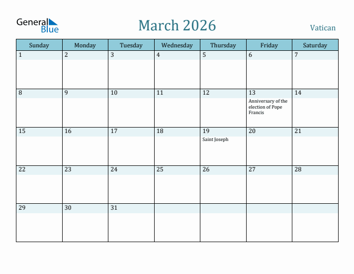 March 2026 Calendar with Holidays