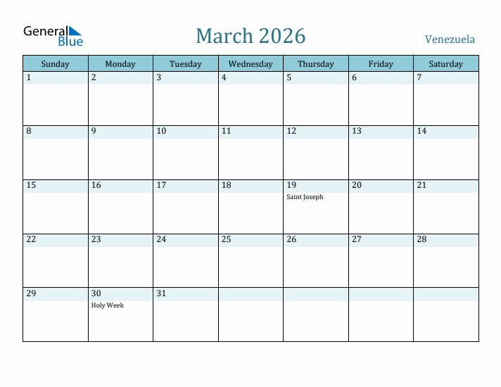 March 2026 Calendar with Holidays