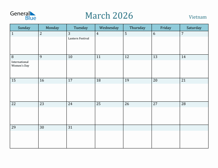 March 2026 Calendar with Holidays