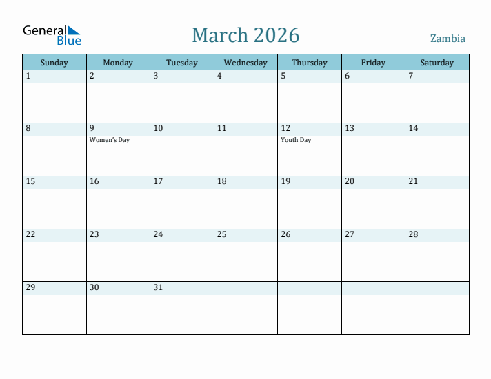 March 2026 Calendar with Holidays