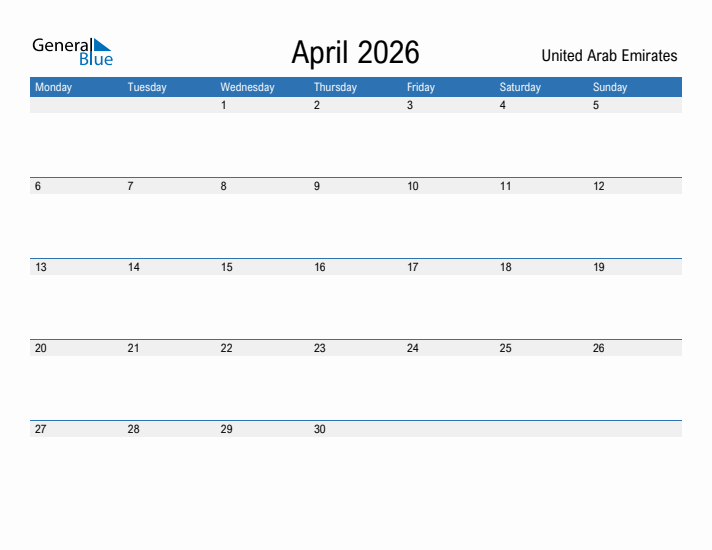 Fillable April 2026 Calendar