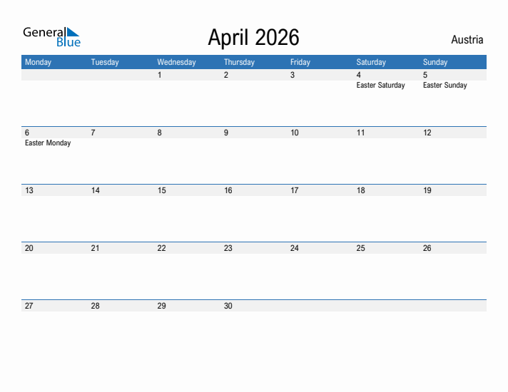 Fillable April 2026 Calendar