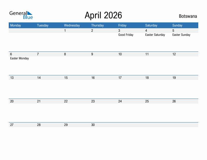 Fillable April 2026 Calendar