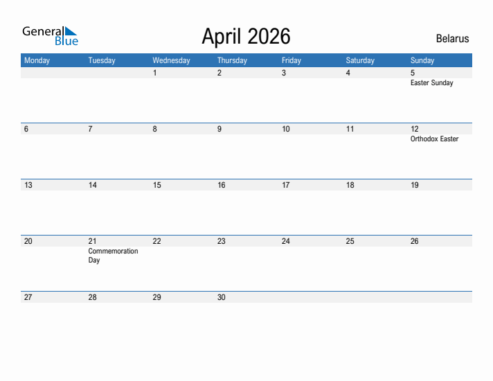 Fillable April 2026 Calendar