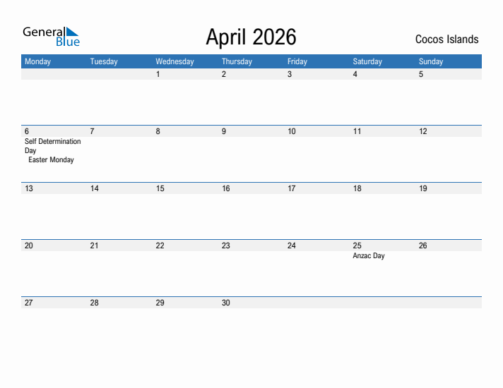 Fillable April 2026 Calendar