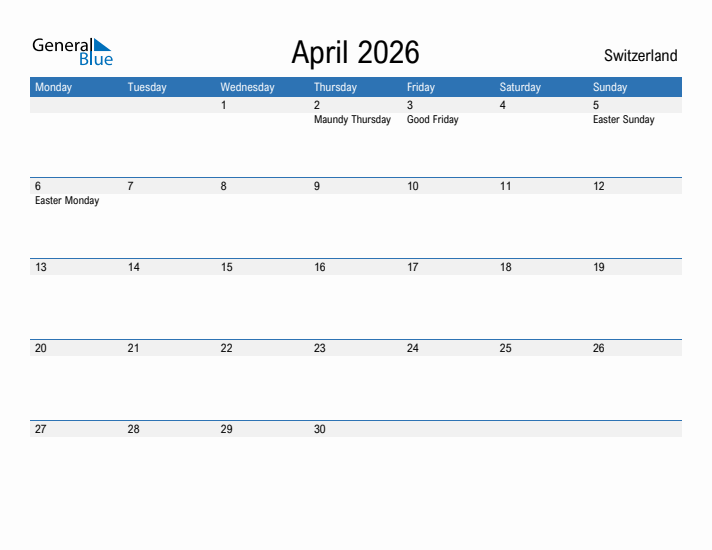 Fillable April 2026 Calendar