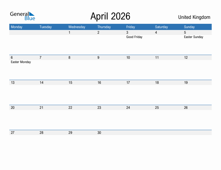 Fillable April 2026 Calendar