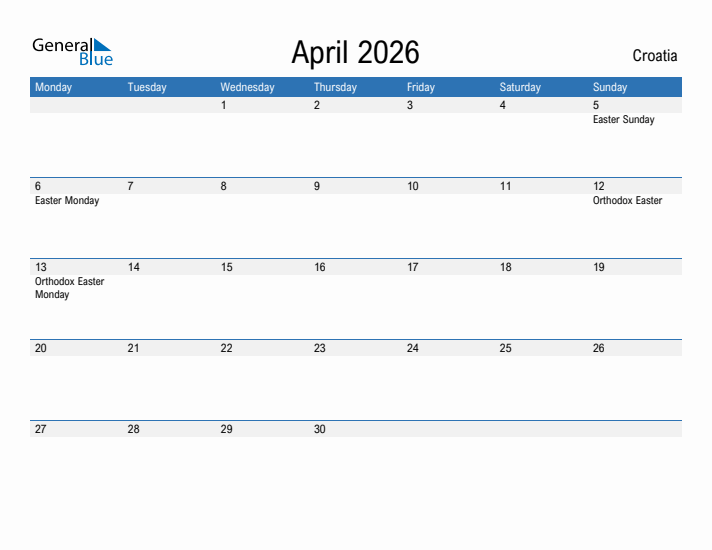 Fillable April 2026 Calendar