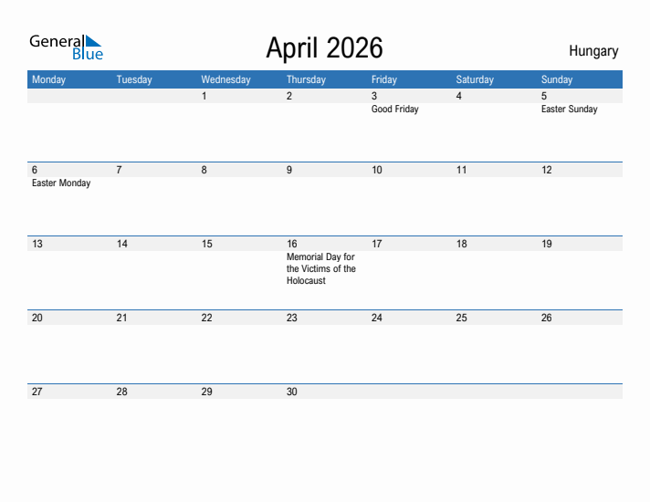 Fillable April 2026 Calendar