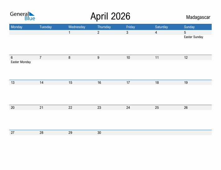 Fillable April 2026 Calendar