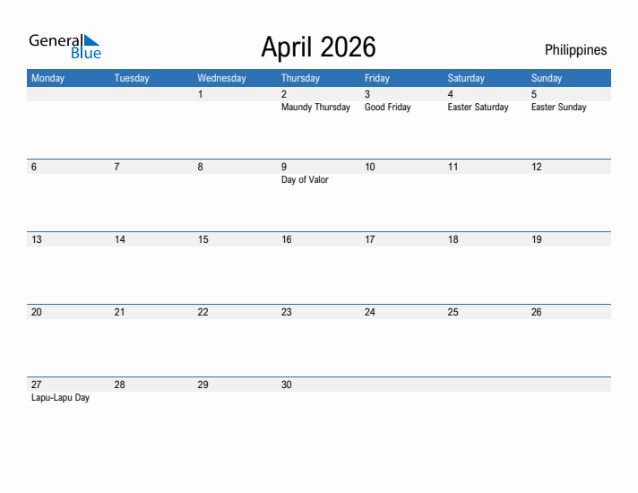 Fillable April 2026 Calendar