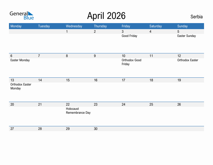 Fillable April 2026 Calendar