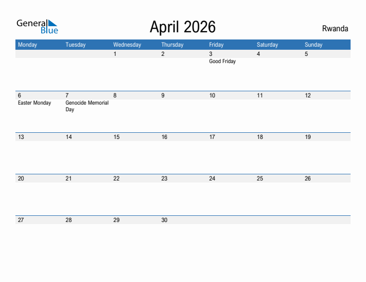 Fillable April 2026 Calendar