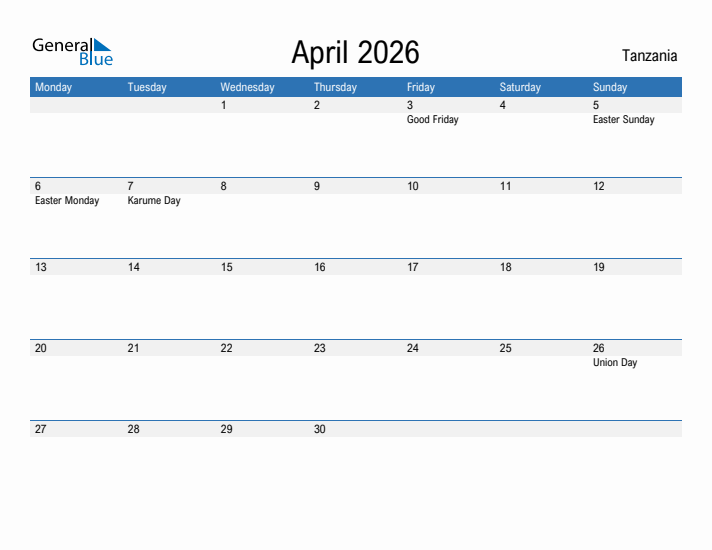 Fillable April 2026 Calendar