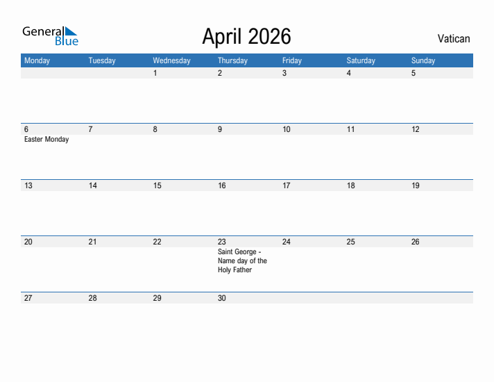 Fillable April 2026 Calendar