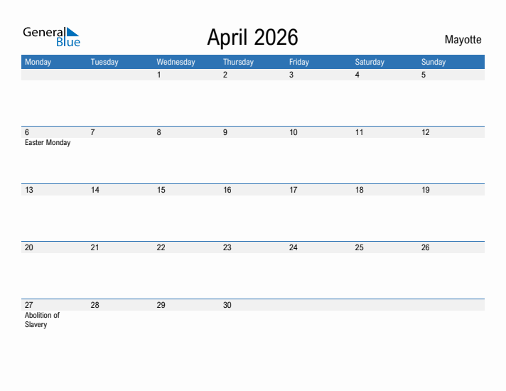 Fillable April 2026 Calendar