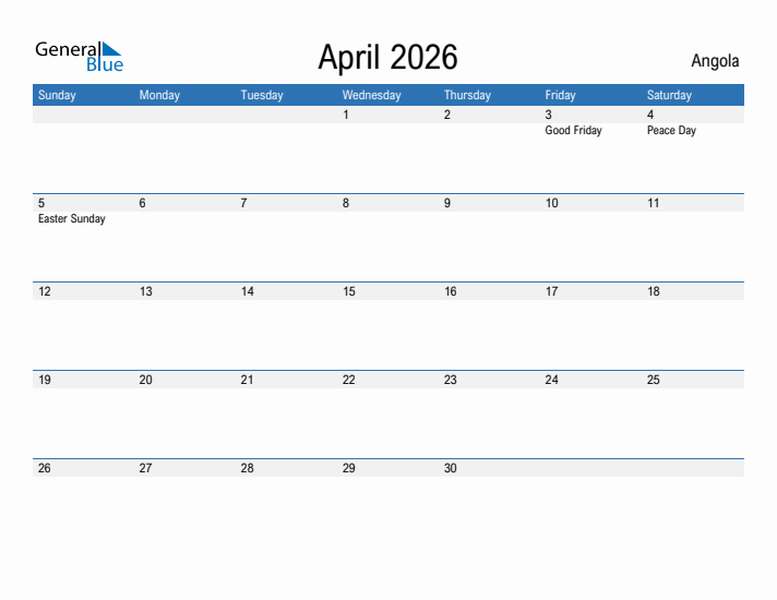 Fillable April 2026 Calendar