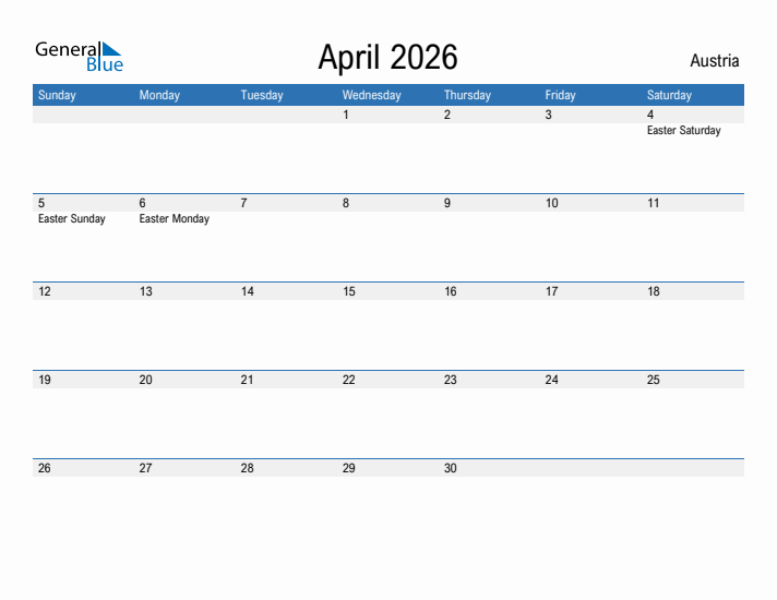 Fillable April 2026 Calendar