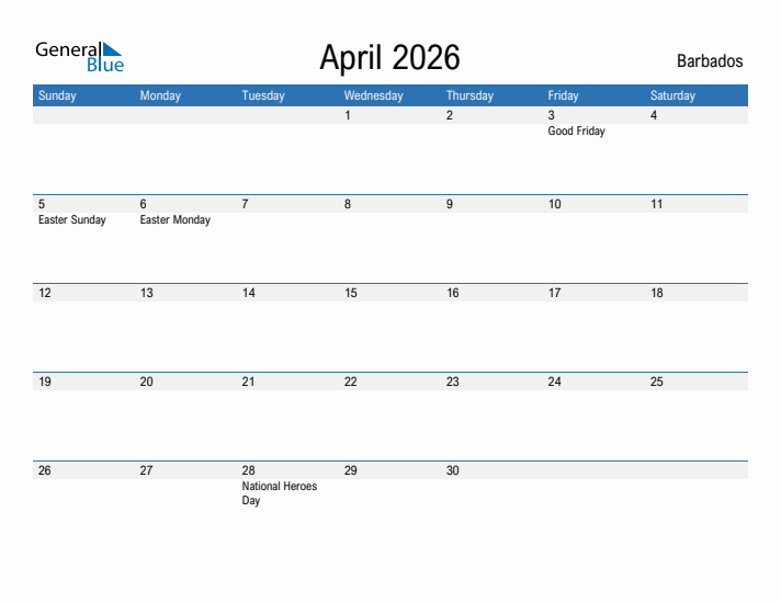 Fillable April 2026 Calendar