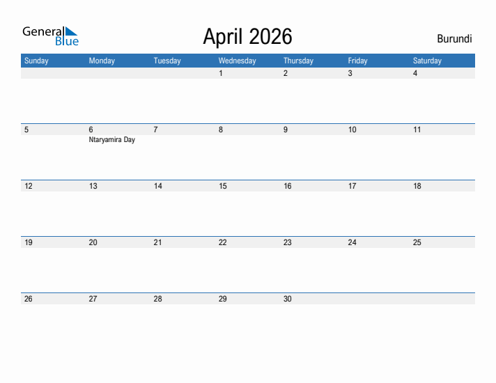 Fillable April 2026 Calendar