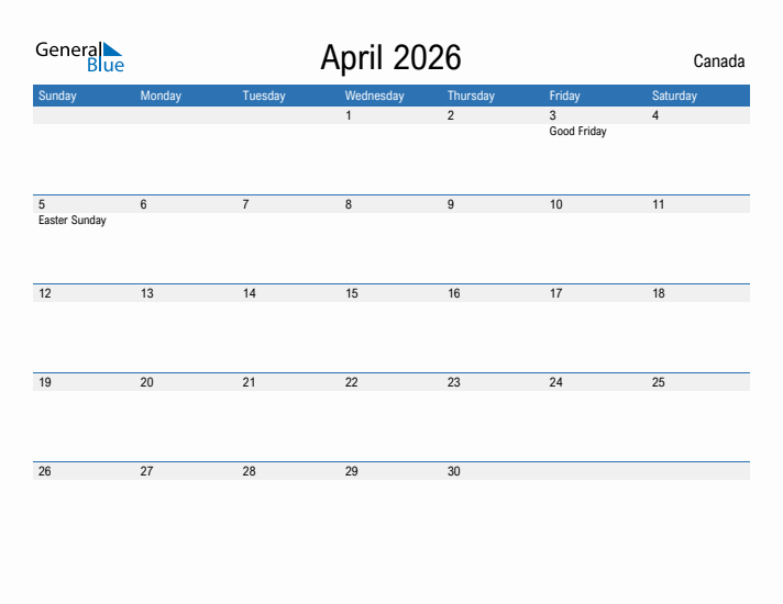 Fillable April 2026 Calendar