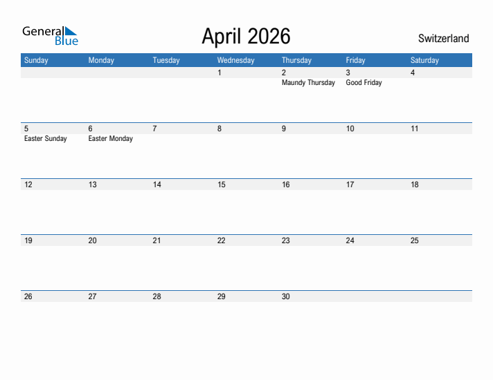 Fillable April 2026 Calendar