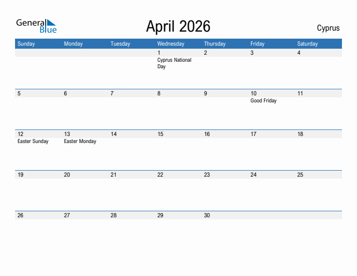 Fillable April 2026 Calendar