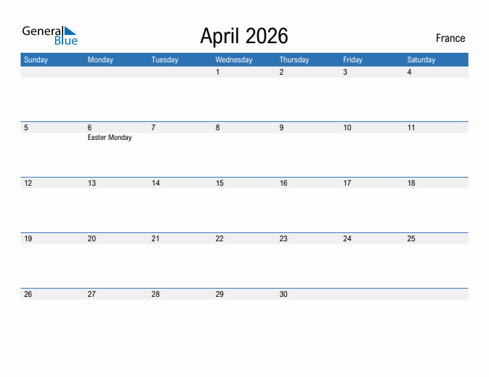 Fillable April 2026 Calendar