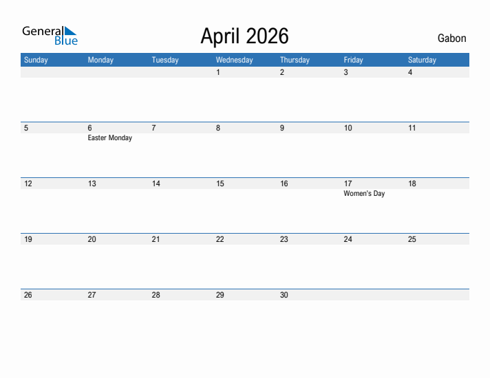 Fillable April 2026 Calendar