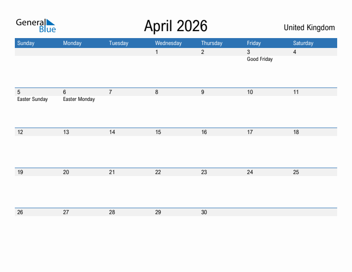 Fillable April 2026 Calendar