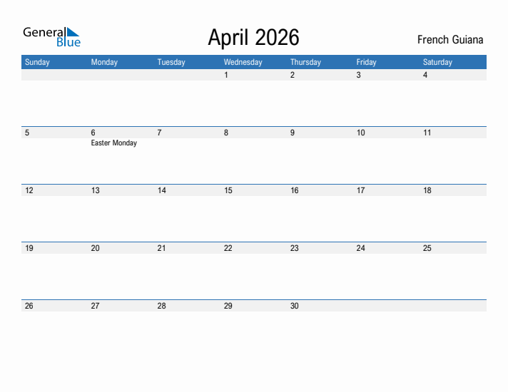 Fillable April 2026 Calendar