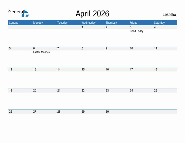 Fillable April 2026 Calendar