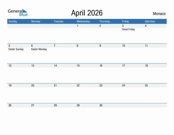 Fillable April 2026 Calendar