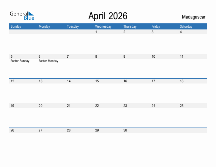 Fillable April 2026 Calendar