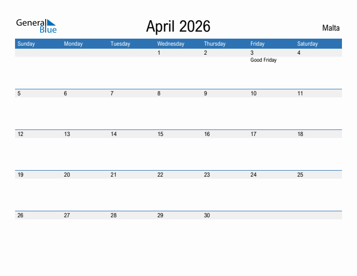 Fillable April 2026 Calendar