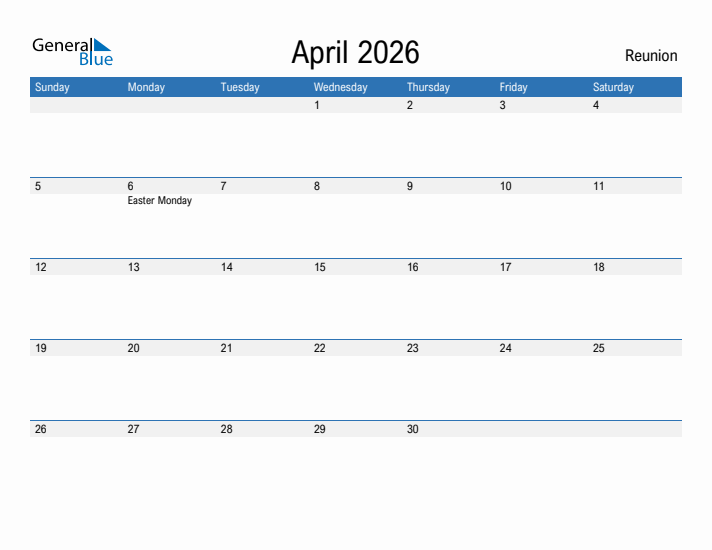 Fillable April 2026 Calendar