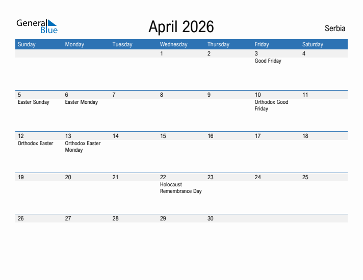 Fillable April 2026 Calendar