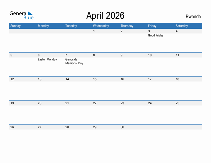 Fillable April 2026 Calendar