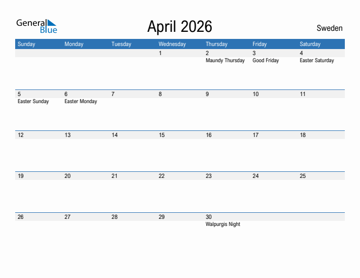 Fillable April 2026 Calendar