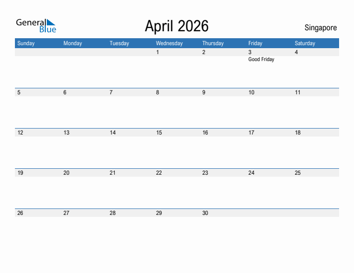 Fillable April 2026 Calendar