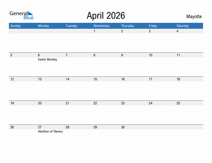 Fillable April 2026 Calendar