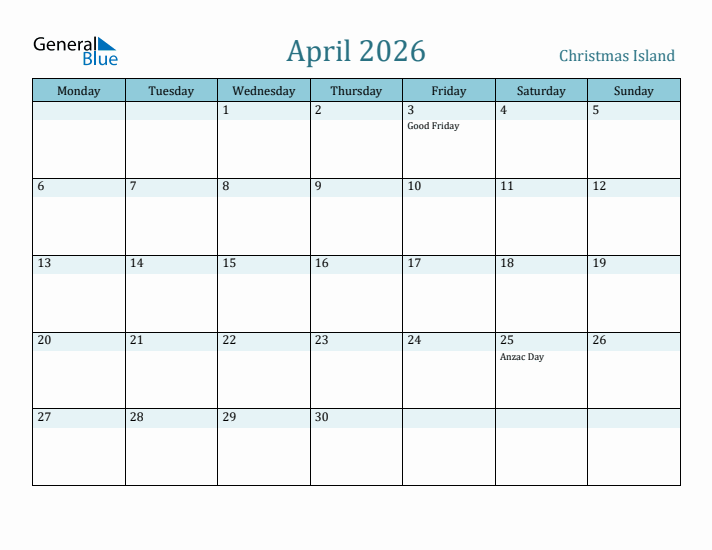 April 2026 Calendar with Holidays