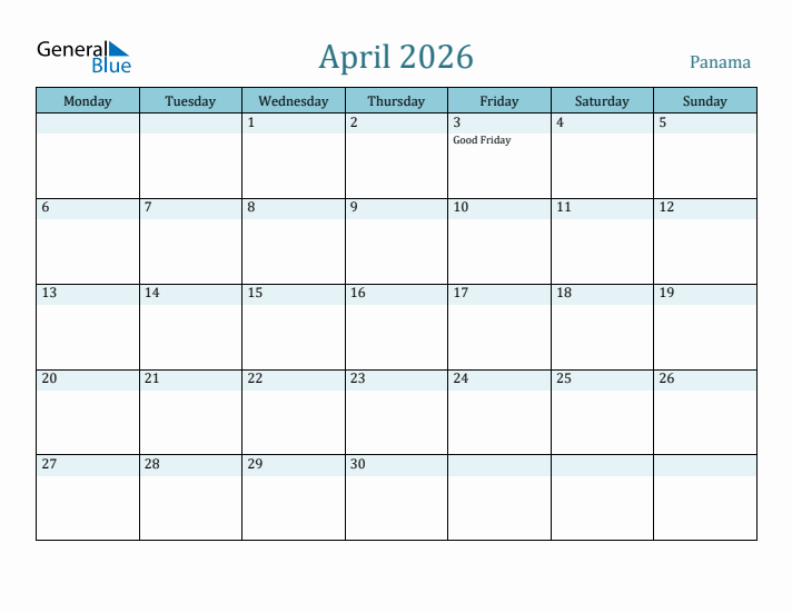 April 2026 Calendar with Holidays