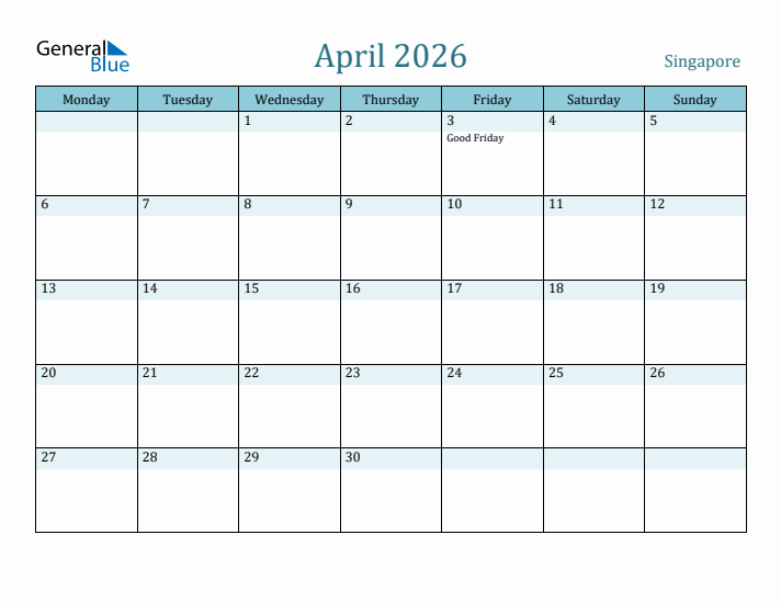 April 2026 Calendar with Holidays