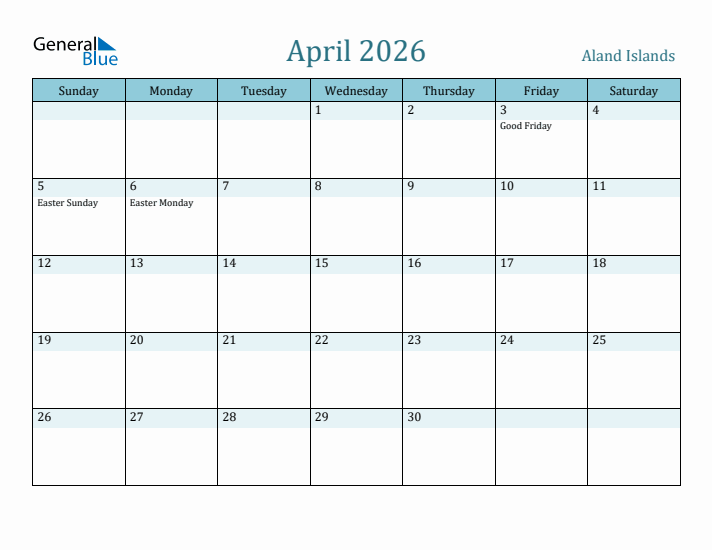 April 2026 Calendar with Holidays